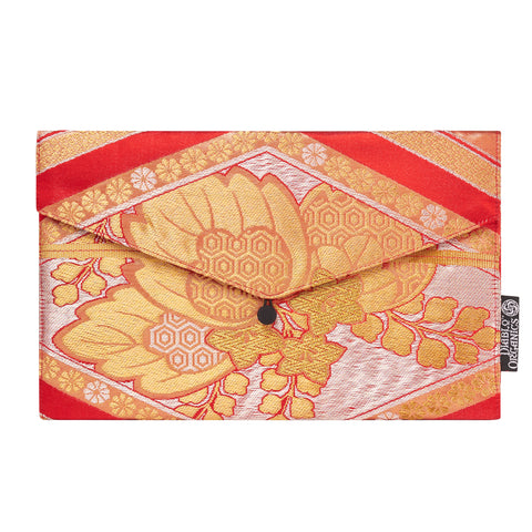 Red & Gold Recycled Kimono Jewelry Pouch