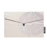 White & Silver Flower Recycled Kimono Jewelry Pouch