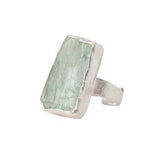 Sterling Silver Rough Face Aquamarine Ring