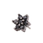 Black Rhodium Silver Flower CZ Pin