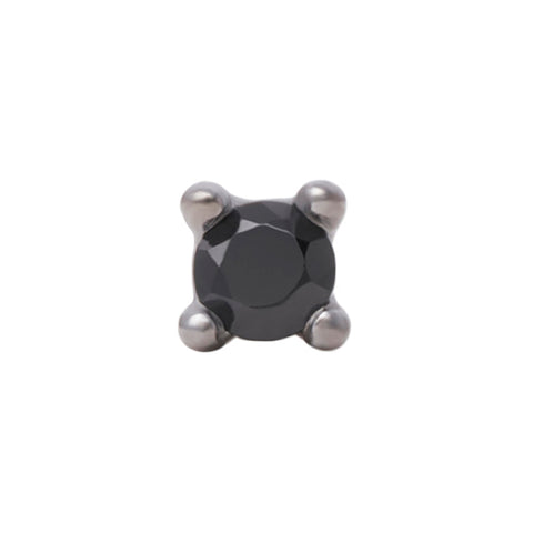 Black Rhodium Silver 2mm Single CZ Pin