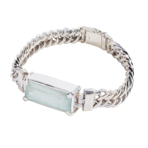 Sterling Silver Interlocking Bracelet with Aquamarine