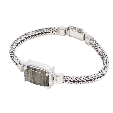 Sterling Silver Square Bracelet with Labradorite