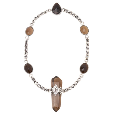 Sterling Silver Smoky Quartz Double Terminated Necklace