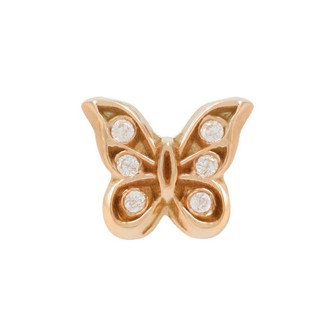 Solid Gold Butterfly Clear CZ Threaded End